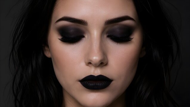 primo piano viso donna e make-up nero