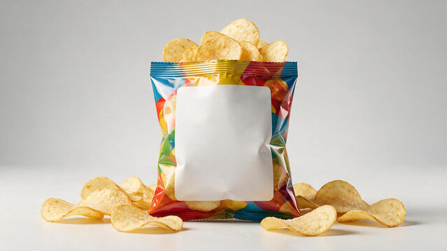 Potato Chips Packaging Mockup with Blank Label