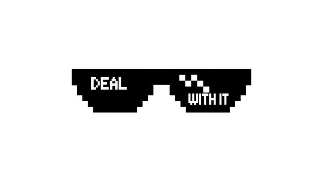 Pixel art deal with it sunglasses isolated on transparent background