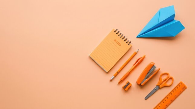 Creative school supplies arranged neatly for a happy teachers day celebration