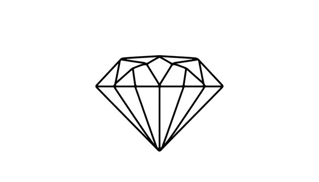 Minimalist diamond gemstone outline icon, elegant geometric vector shape for luxury design