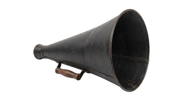 vintage black metal megaphone isolated on transparent background png