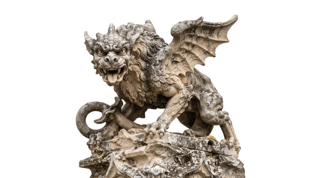 Gothic stone gargoyle statue isolated on transparent background png