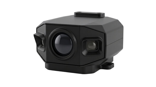 Black rugged surveillance camera isolated on transparent background png