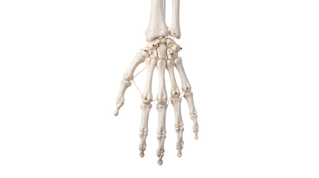 human hand skeleton model isolated on transparent background png
