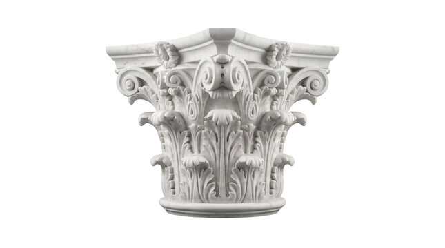 marble corinthian column capital isolated on transparent background png