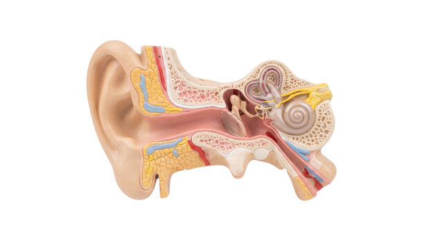 Human ear anatomy model isolated on transparent background png