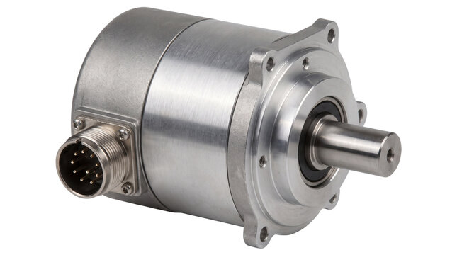 Industrial electric servo motor isolated on transparent background png
