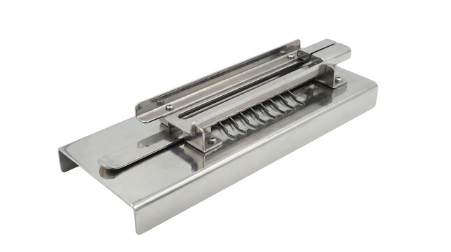 Stainless steel meat skewer machine isolated on transparent background png
