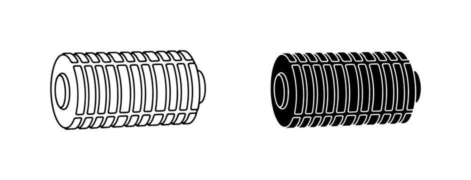 Spring Coil, Mechanical Spring, Tension Spring Vector Icons, Black and White