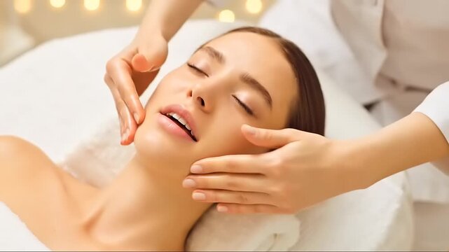 Close-up of a woman enjoying a peaceful moment of relaxation at home.