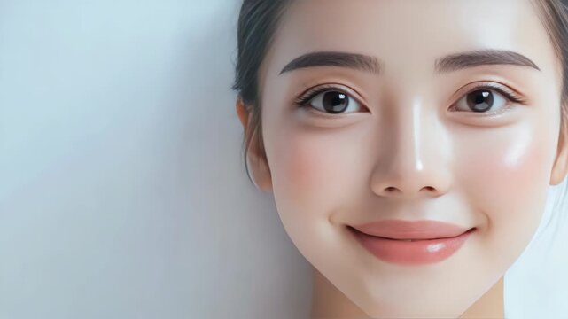 Portrait of a woman with glowing skin and radiant smile.
