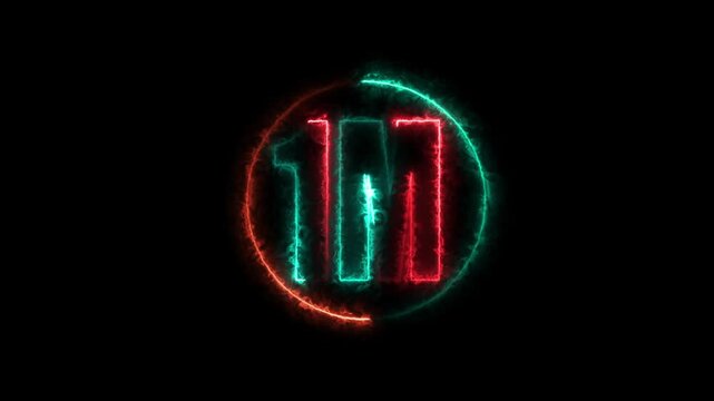 1m one million neon glowing text animation on black background, 1 Million achievement for social media 4K video animation.	