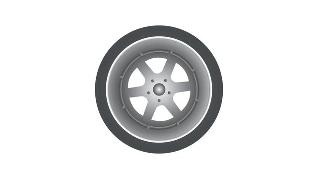 Image of animated rotating car wheels with transparent background. 4K Video Recording. Car Wheel Spin.