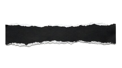 Fototapeta premium Strip of black paper with torn edges isolated on a white background