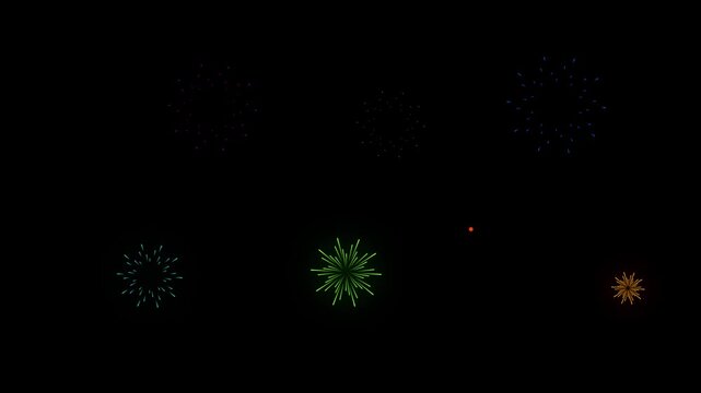 Circle firework display animation, over glowing line burst, on black screen background. glowing ellipse blast with shiny pop-up explosion effect, circle bursting firework motion graphics. 4k
