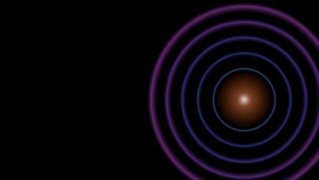 Concentric rings with a central glow present a vibrant stylized halo effect against a black background aurora circles corona design element
