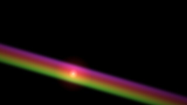 A vibrant spectrum of light flares diagonally across a black background creating a colorful gradient afterglow aurora beam chromatic coloration composition