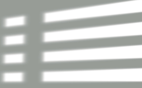 Realistic Window Blinds Shadow Overlay Effect on Soft Light Grey Wall Surface Background for Design Mockups