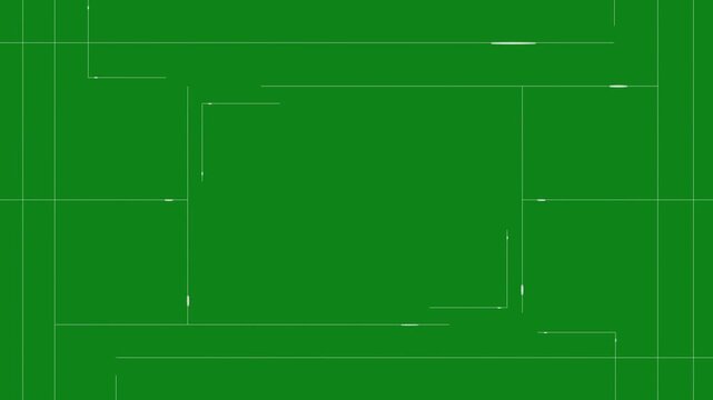 Animated video showing a futuristic, high-tech panel with lines and light, computer, interface, green.