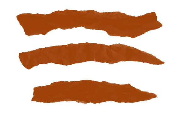 Set of torn brown paper strips isolated on white background for banner design, headers, and collage creation