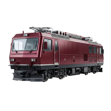 Red Electric Locomotive Train Engine On Railway Tracks Isolated On Transparent Png