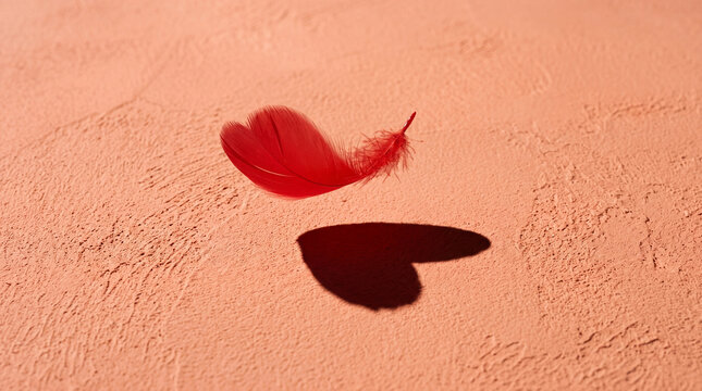 Heart-Shaped Feather Shadow on Wall