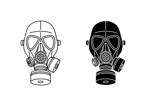 Gas Mask Vector Icons, Protective Respirator Equipment, Safety Gear Illustration