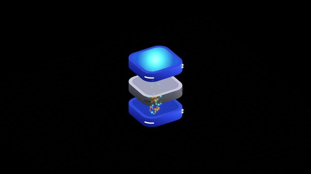 Isometric Pink Data Stack Engine 3D Tech Motion Graphic
