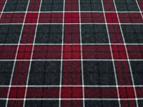 Classic red and black tartan plaid fabric texture with white stripes