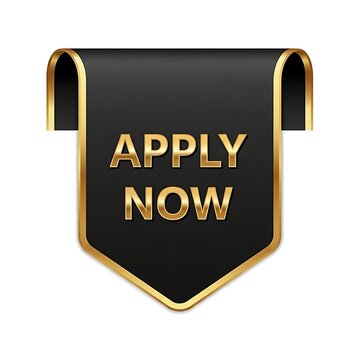 Apply now button banner with elegant black and metallic gold luxury design for professional marketing campaigns