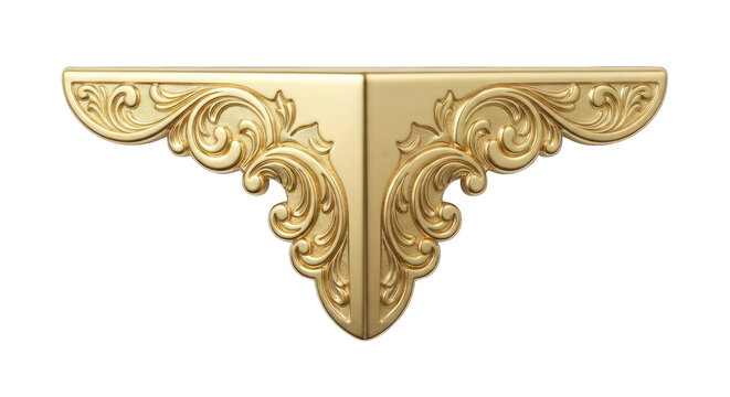 Ornate Golden Corner Bracket with Acanthus Scrollwork - Decorative Furniture Element