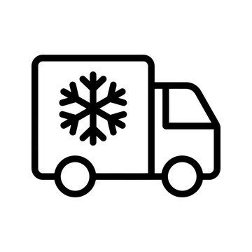 Refrigerated truck icon with snowflake symbol for cold food transportation.