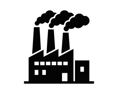 Industrial factory building with smoking chimneys icon industry pollution