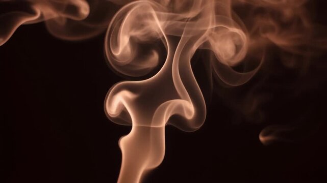 Chestnut-brown smoke coiling upward against deep black