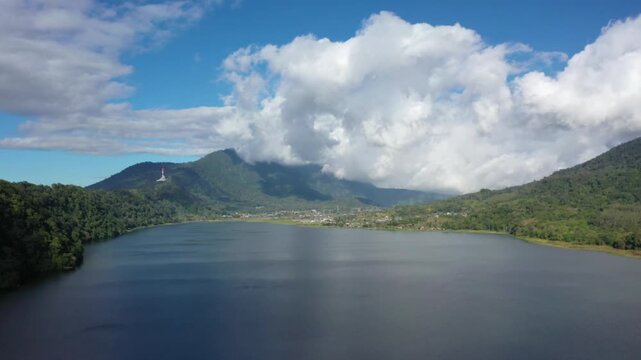 Aerial View of Danau Buyan Lake and Tropical Forest in Bali, Indonesia