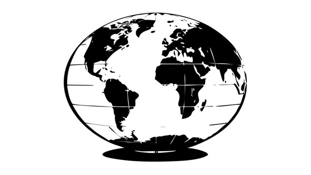 Classic Desktop World Globe Model on Stand Geography Education Black Vector Silhouette Icon Isolated on White Background