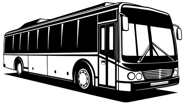 Public Transit Bus Route Tracking with Dashed Line and Map Location Pin Marker Black Vector Silhouette Icon Isolated on White Background