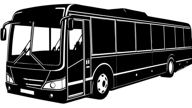 Public Transit Bus Route Tracking with Dashed Line and Map Location Pin Marker Black Vector Silhouette Icon Isolated on White Background