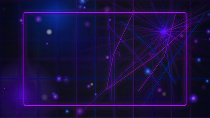 Obraz premium Vibrant purple neon light trails forming futuristic digital grid background with glowing particles