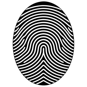 Biometric Fingerprint Scan ID Identity Security Verification System Black Vector Silhouette Icon Isolated on White Background