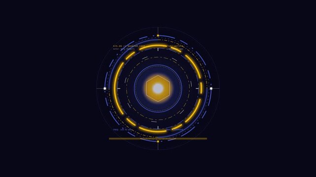 Futuristic Motion Digital Targeting System with Circular Data Visualization for Technology and Science.