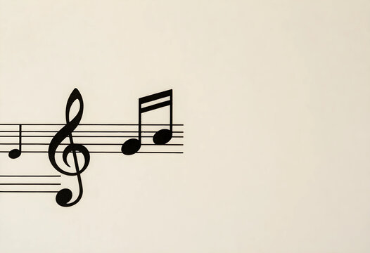 Musical notes and a treble clef on a staff music education composition and artistic expression on a light background, the arrangement of symbols the fundamental elements of musical language