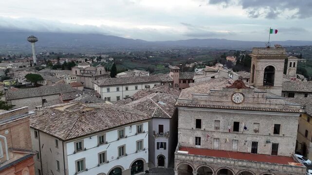 Montefalco, Umbria, Italy, aerial, drone, view