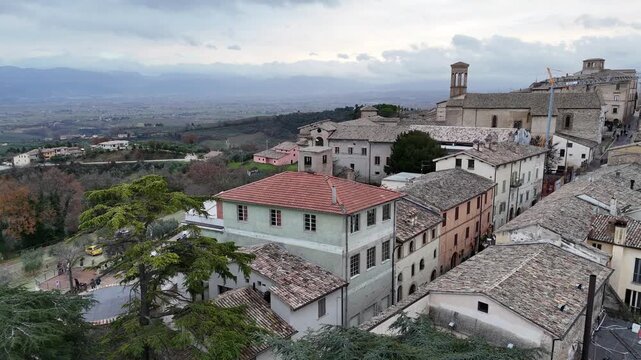Montefalco, Umbria, Italy, aerial, drone, view