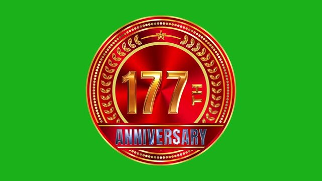 Majestic 177th anniversary gold insignia on dark red brushed metal surface with glossy contrast lighting 4k video