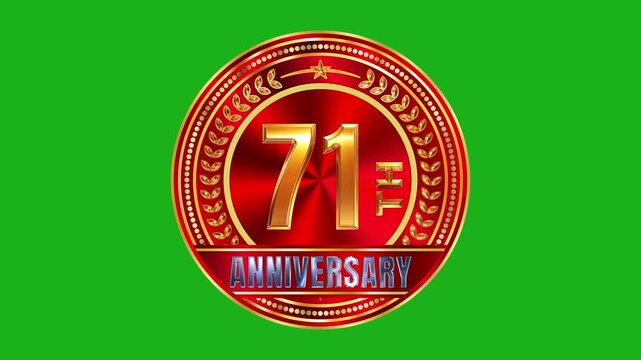 Polished 71st anniversary golden medal with deep crimson metallic texture and intense studio highlight lighting 4k video