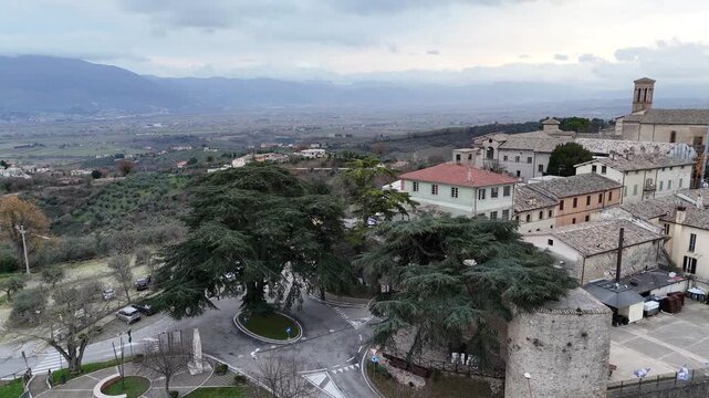 Montefalco, Umbria, Italy, aerial, drone, view