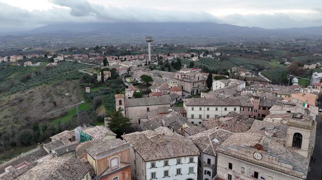 Montefalco, Umbria, Italy, aerial, drone, view