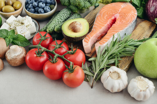 raw whole foods for Mediterranean diet, clean eating and nutritious meal planning.